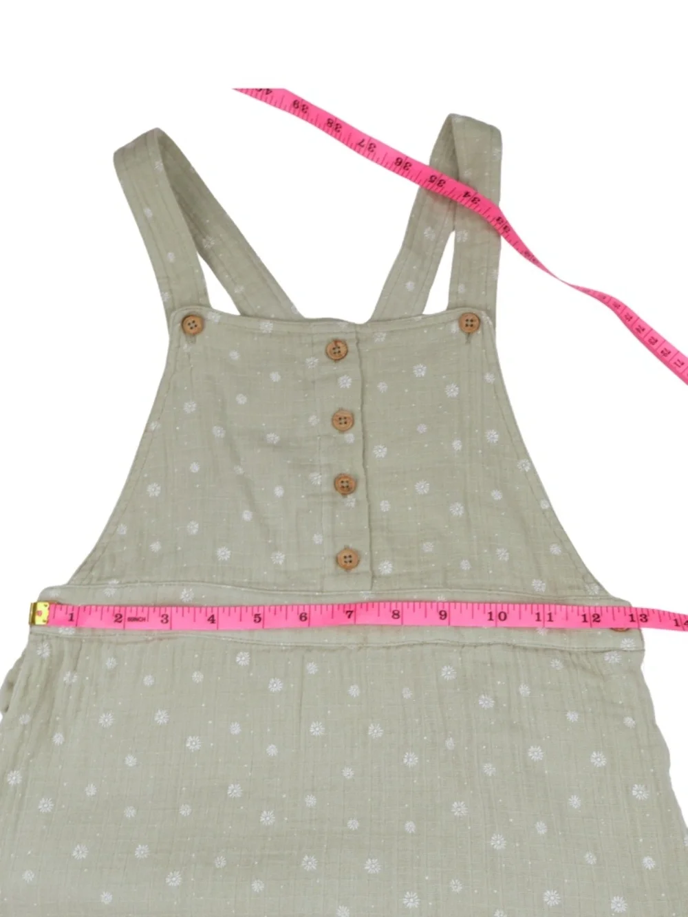 Happy Grey Girls Size 8 Sage Green Overall Dress Polka Dot Cotton